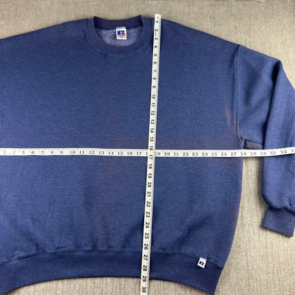 Y2K Russell Athletic Sweatshirt Mens XXXL Blue V-Stitch Pullover Gym Crewneck - Picture 5 of 8